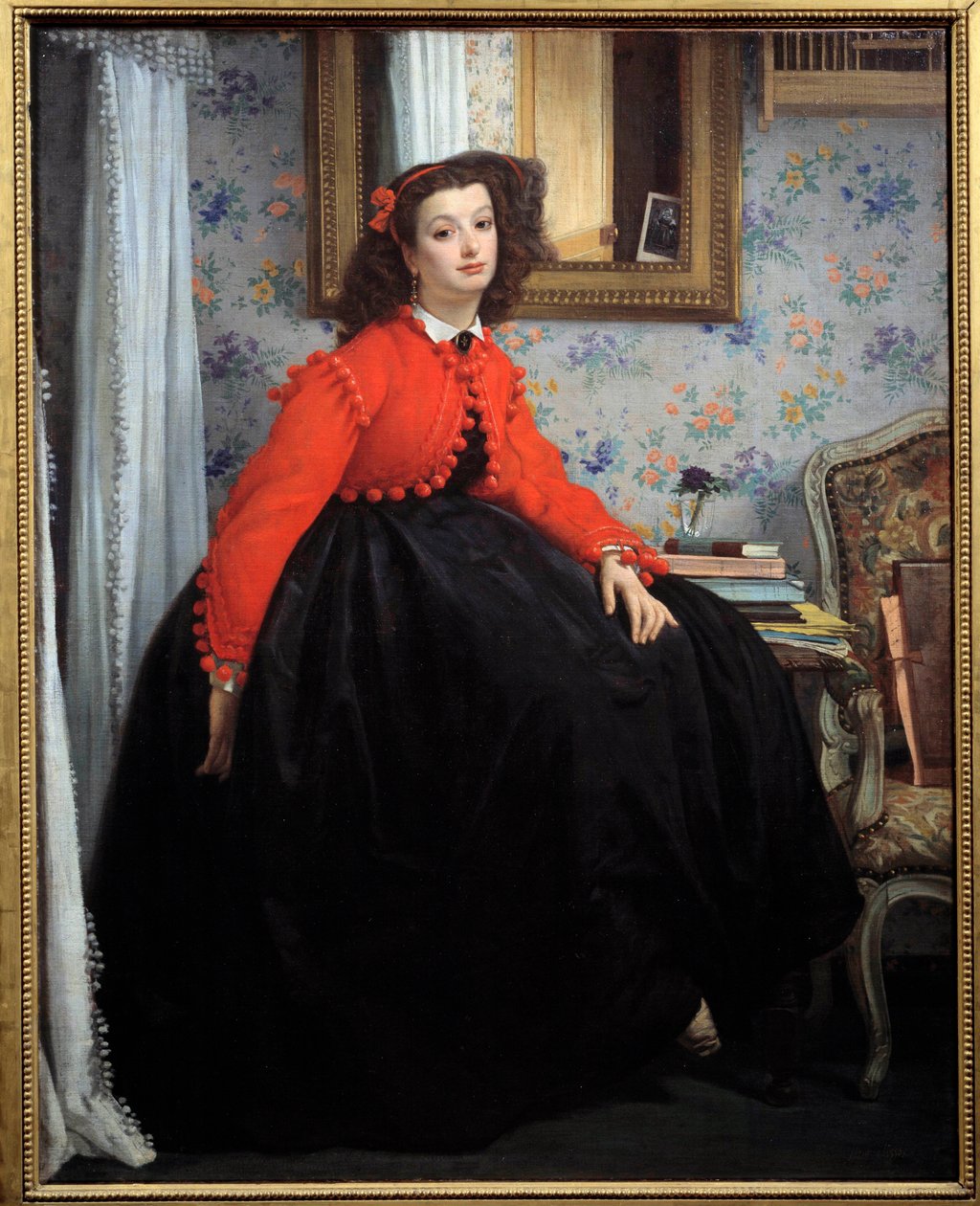 Retrato de cuerpo entero de Mademoiselle L. L., o joven con chaqueta roja de James Jacques Joseph Tissot