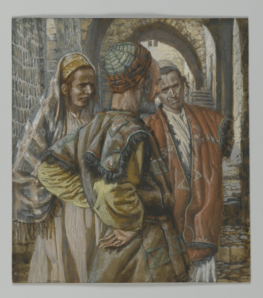 Simón de Cirene y sus dos hijos Alejandro y Rufo, ilustración de La vida de Nuestro Señor Jesucristo, 1886-94 de James Jacques Joseph Tissot