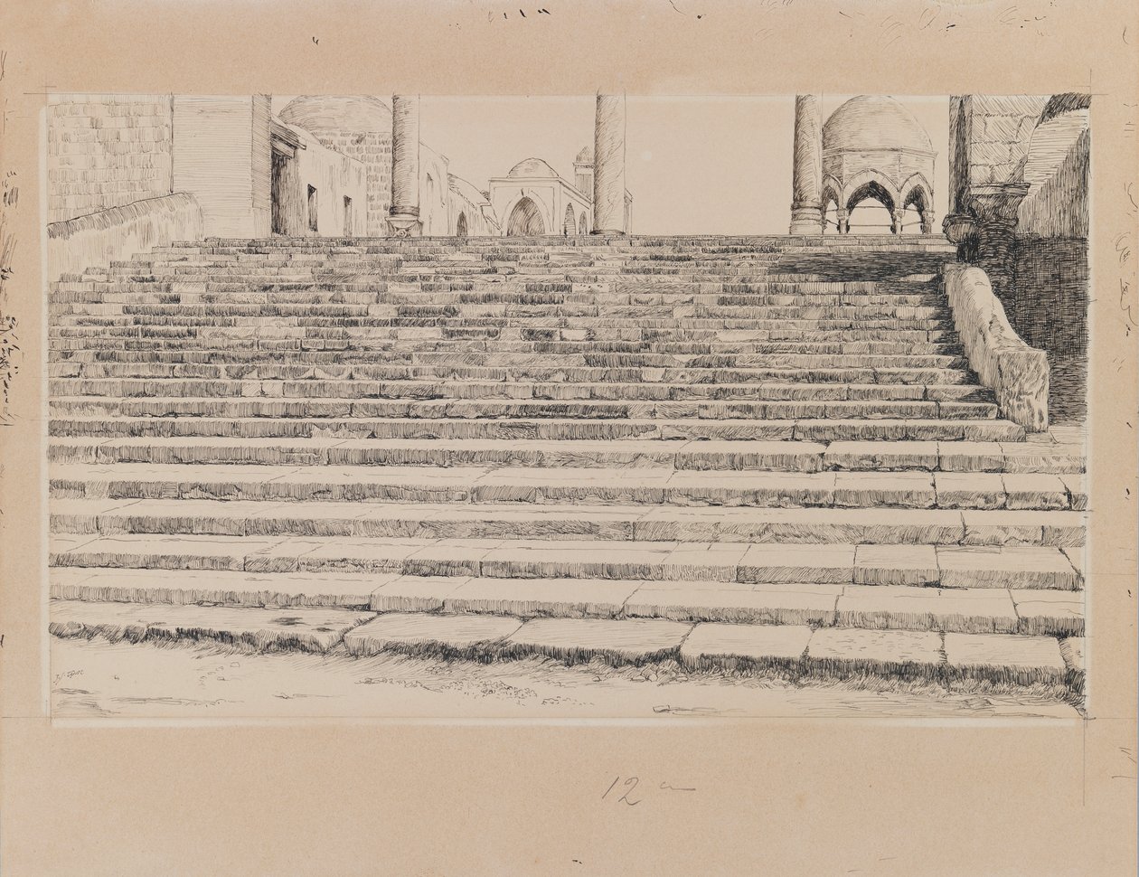 Escalera del Patio de Haram, ilustración de La Vida de Nuestro Señor Jesucristo de James Jacques Joseph Tissot