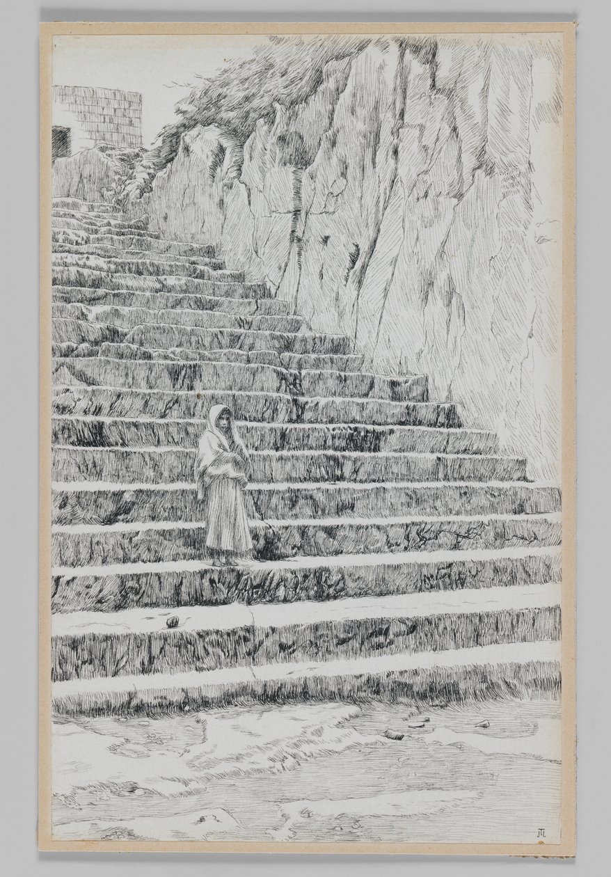 Escaleras que conducen a las Tumbas de los Profetas, ilustración de La Vida de Nuestro Señor Jesucristo de James Jacques Joseph Tissot