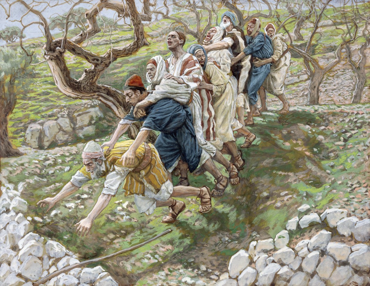Los ciegos guiando a los ciegos, ilustración de La Vida de Cristo, c.1886-94 de James Jacques Joseph Tissot