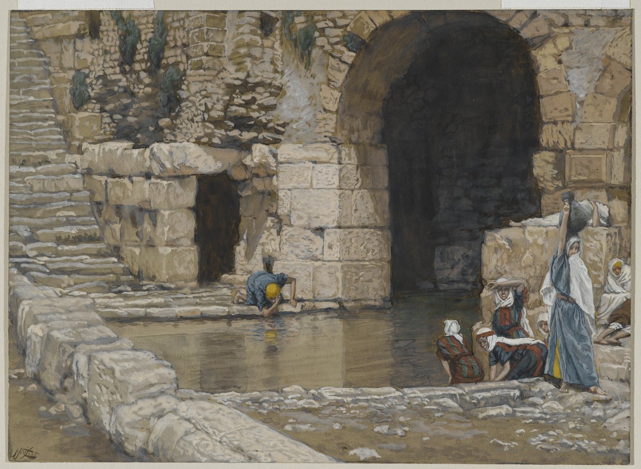 El ciego se lava en el estanque de Siloé, ilustración de La vida de nuestro Señor Jesucristo, 1886-96 de James Jacques Joseph Tissot
