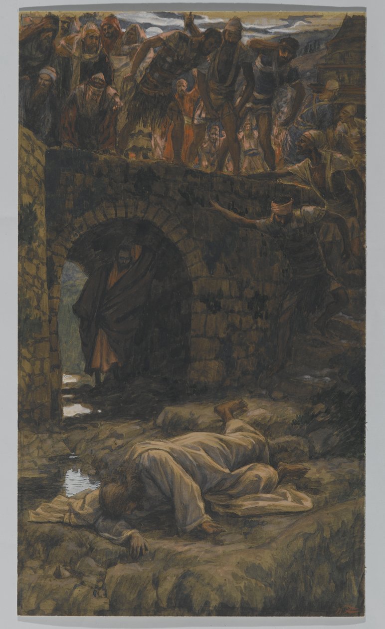 El Arroyo de Cedrón. Él Beberá del Arroyo en el Camino, ilustración para La Vida de Cristo, c.1886-94 de James Jacques Joseph Tissot