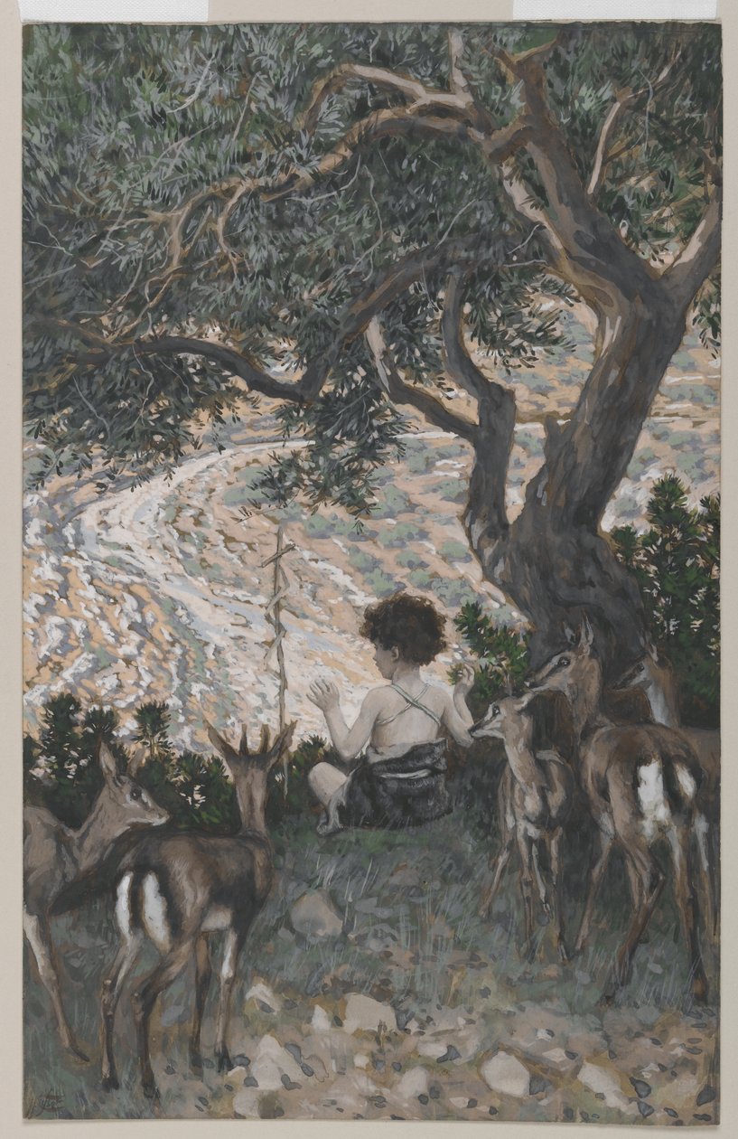 La infancia de San Juan Bautista, ilustración de La vida de nuestro Señor Jesucristo de James Jacques Joseph Tissot