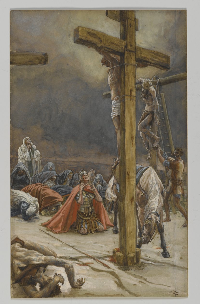 La confesión de San Longinos, ilustración de La vida de nuestro Señor Jesucristo, 1886-94 de James Jacques Joseph Tissot