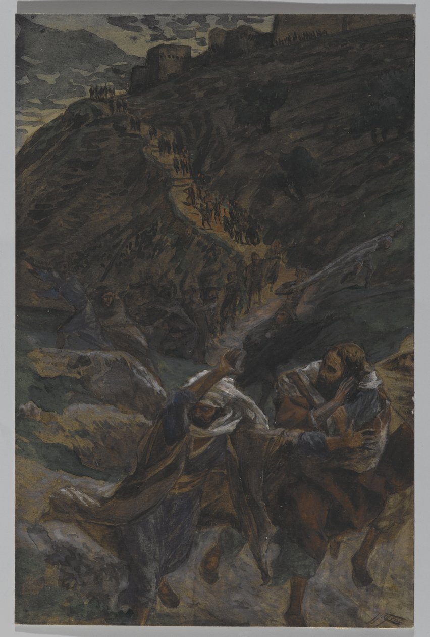 La huida de los apóstoles, ilustración de La vida de Nuestro Señor Jesucristo, 1886-94 de James Jacques Joseph Tissot