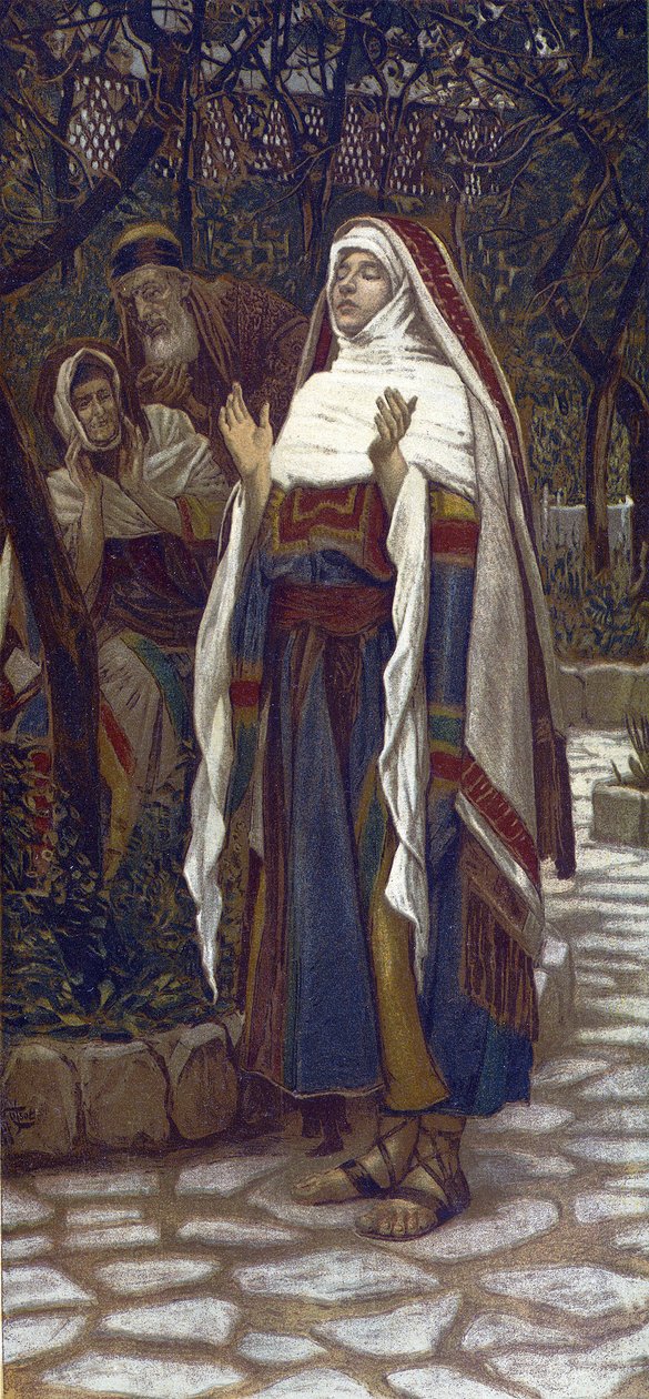 El Magnificat (cántico de alabanza cantado por la Virgen María después de la Anunciación) - El Magnificat - de La vida de nuestro Señor Jesucristo - 1899 por James Tissot - La vie de notre seigneur Jesus Christ, por Jacques Joseph Tissot de James Jacques Joseph Tissot