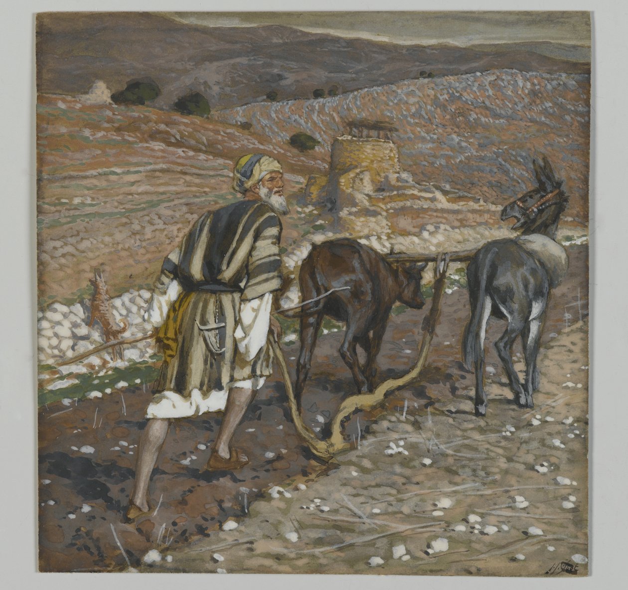 El hombre en el arado, ilustración de La vida de nuestro Señor Jesucristo de James Jacques Joseph Tissot