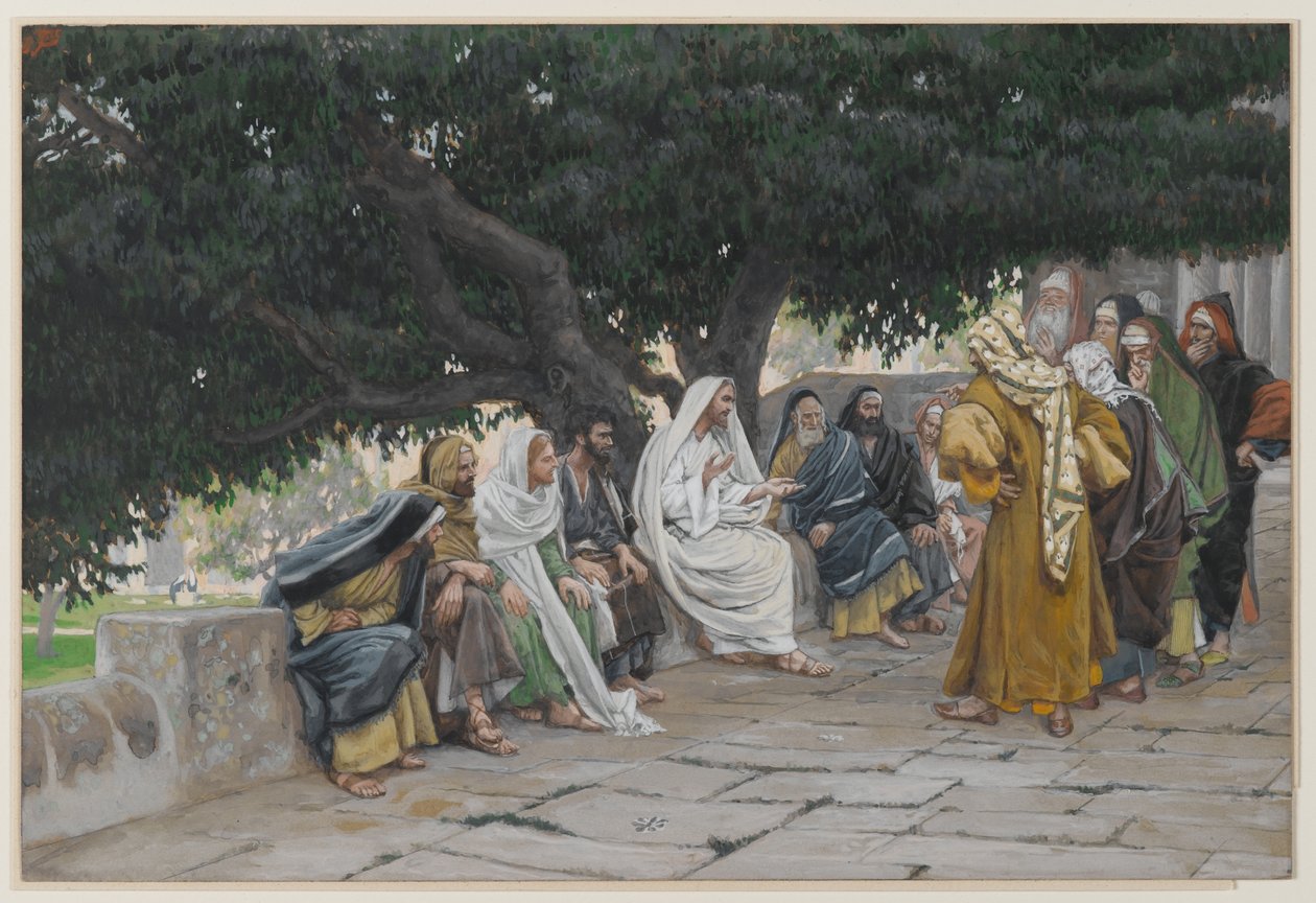 Los fariseos y los saduceos vienen a tentar a Jesús, ilustración de La vida de nuestro Señor Jesucristo, 1886-94 de James Jacques Joseph Tissot