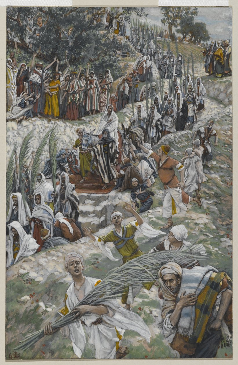 La procesión en el monte de los Olivos, ilustración de La vida de nuestro Señor Jesucristo, 1886-94 de James Jacques Joseph Tissot