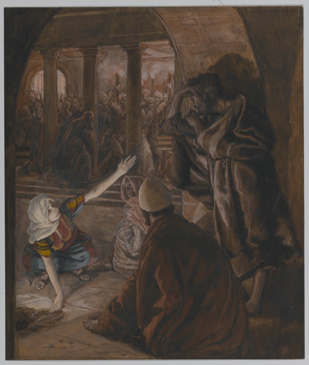 La tercera negación de San Pedro - La mirada de reproche de Jesús, ilustración de La vida de Nuestro Señor Jesucristo, 1886-94 de James Jacques Joseph Tissot