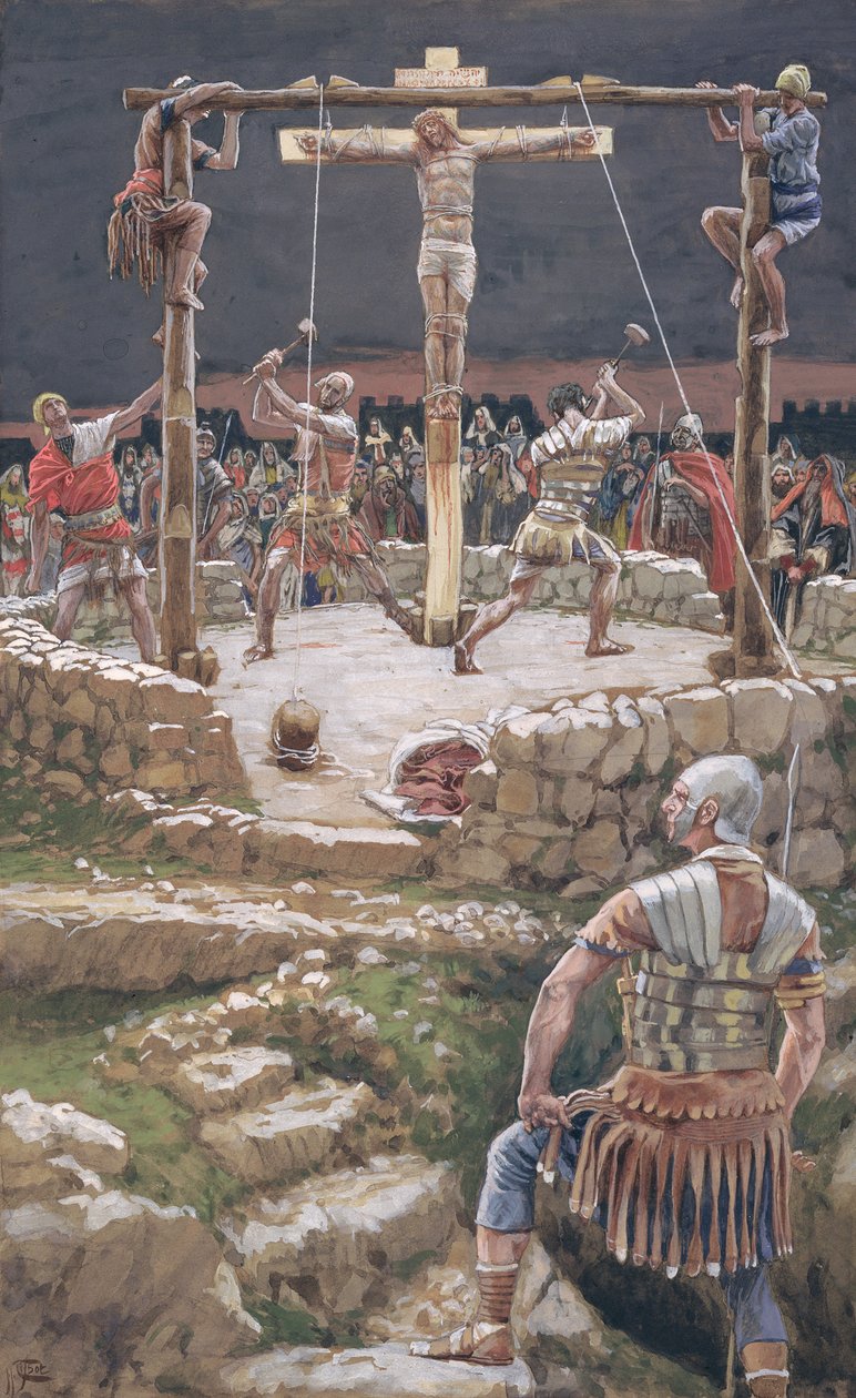El encajado de la cruz, ilustración de La Vida de Cristo, c.1886-94 de James Jacques Joseph Tissot