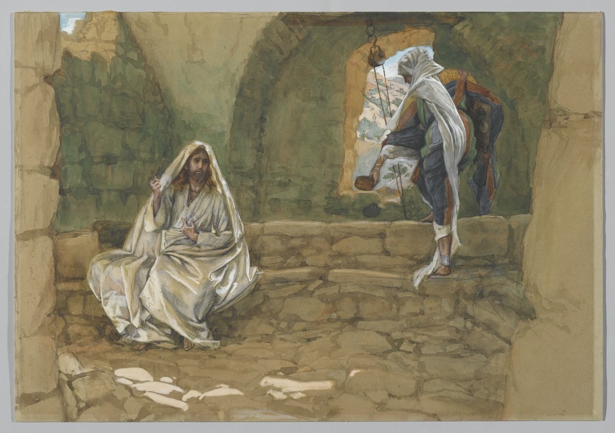 La mujer de Samaria en el pozo, ilustración de La vida de nuestro Señor Jesucristo de James Jacques Joseph Tissot