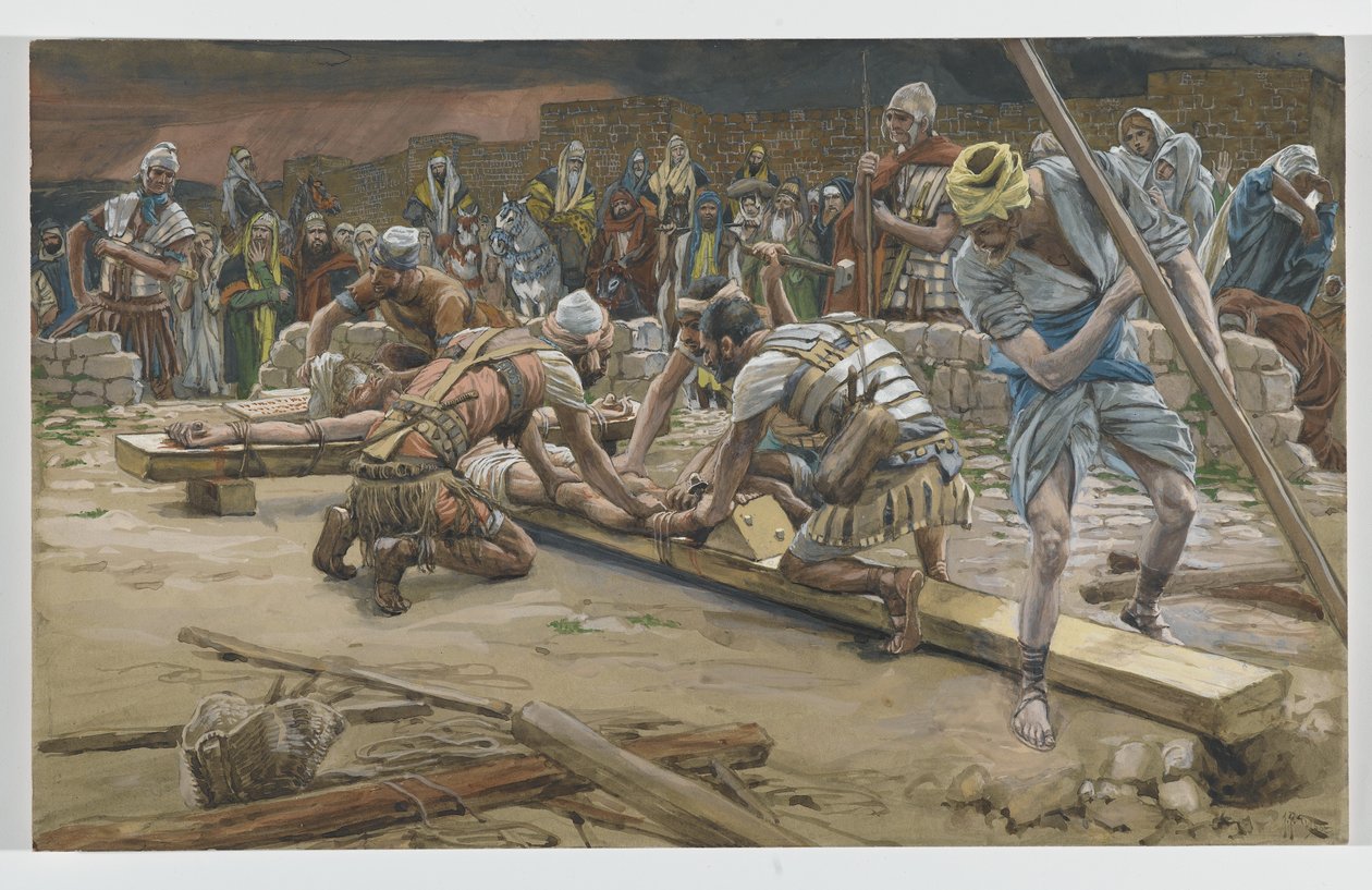 El clavo para los pies, ilustración de La vida de nuestro Señor Jesucristo, 1886-94 de James Jacques Joseph Tissot