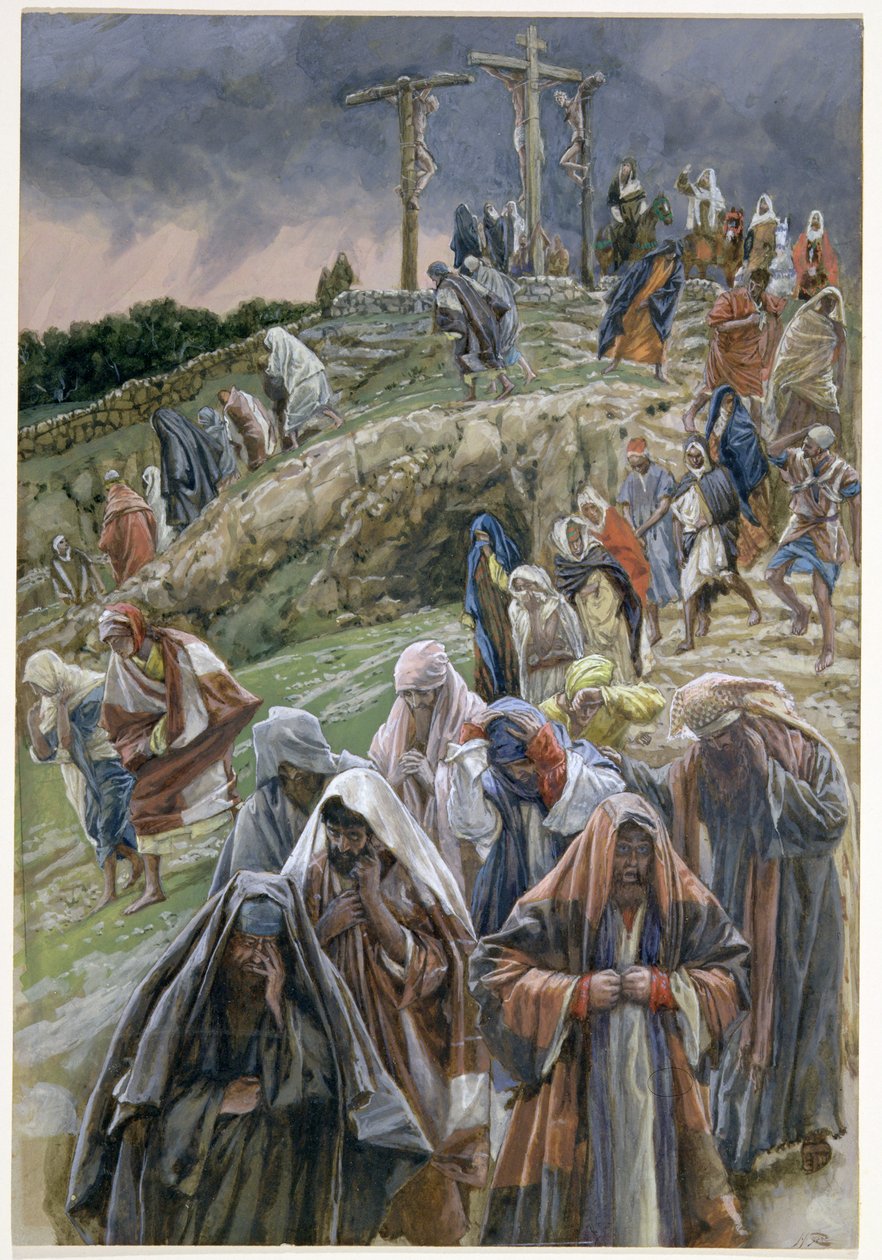 El pueblo, viendo lo que había sucedido, golpeó sus pechos, ilustración para La Vida de Cristo, c.1886-96 de James Jacques Joseph Tissot