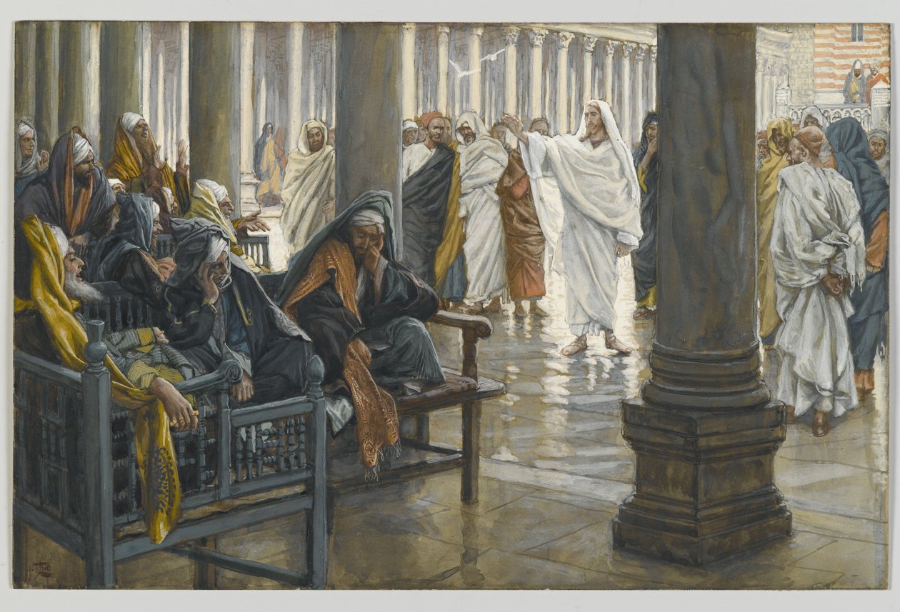 ¡Ay de vosotros, escribas y fariseos!, ilustración de La vida de Nuestro Señor Jesucristo, 1886-94 de James Jacques Joseph Tissot