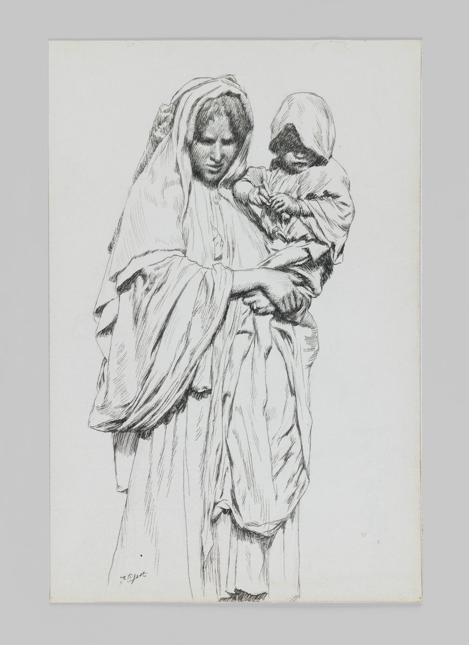 Mujer y niño de Jericó, ilustración de La Vida de Nuestro Señor Jesucristo de James Jacques Joseph Tissot