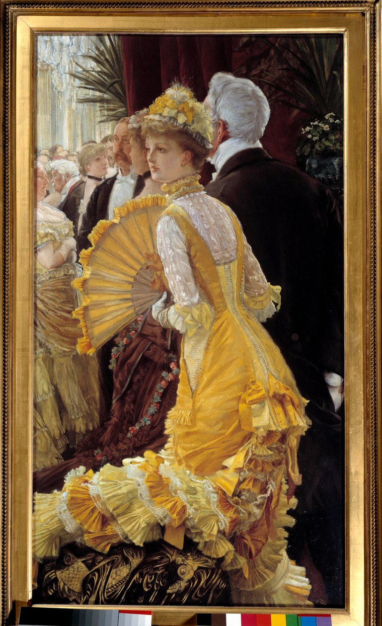 Vestido amarillo: pareja elegante durante una velada social de James Jacques Joseph Tissot