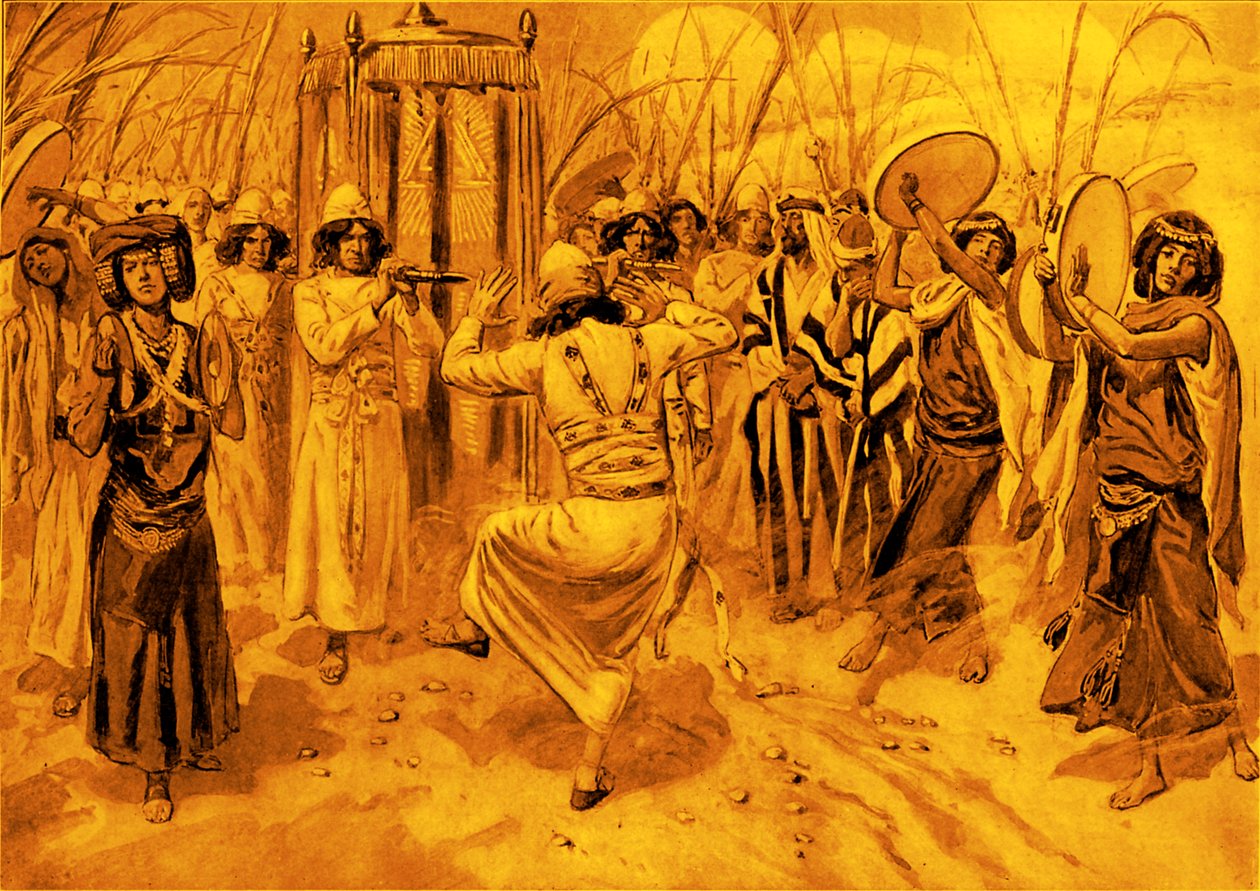 David bailando ante el arca por Tissot - Biblia de James Jacques Joseph after Tissot