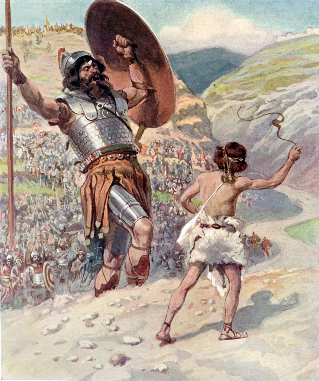 David lanza la piedra de James Jacques Joseph after Tissot