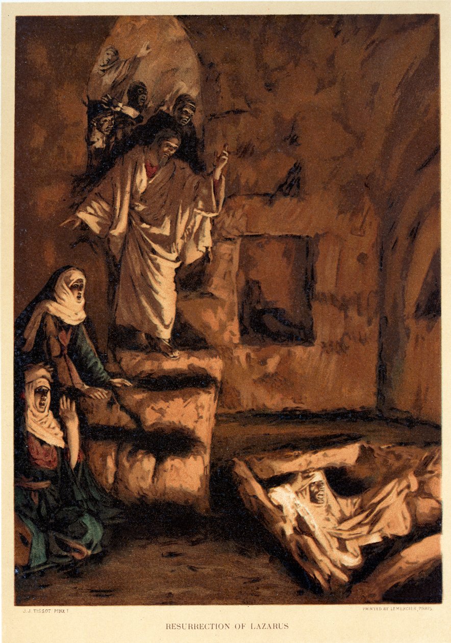 La resurrección de Lázaro - San Juan - Biblia de James Jacques Joseph after Tissot