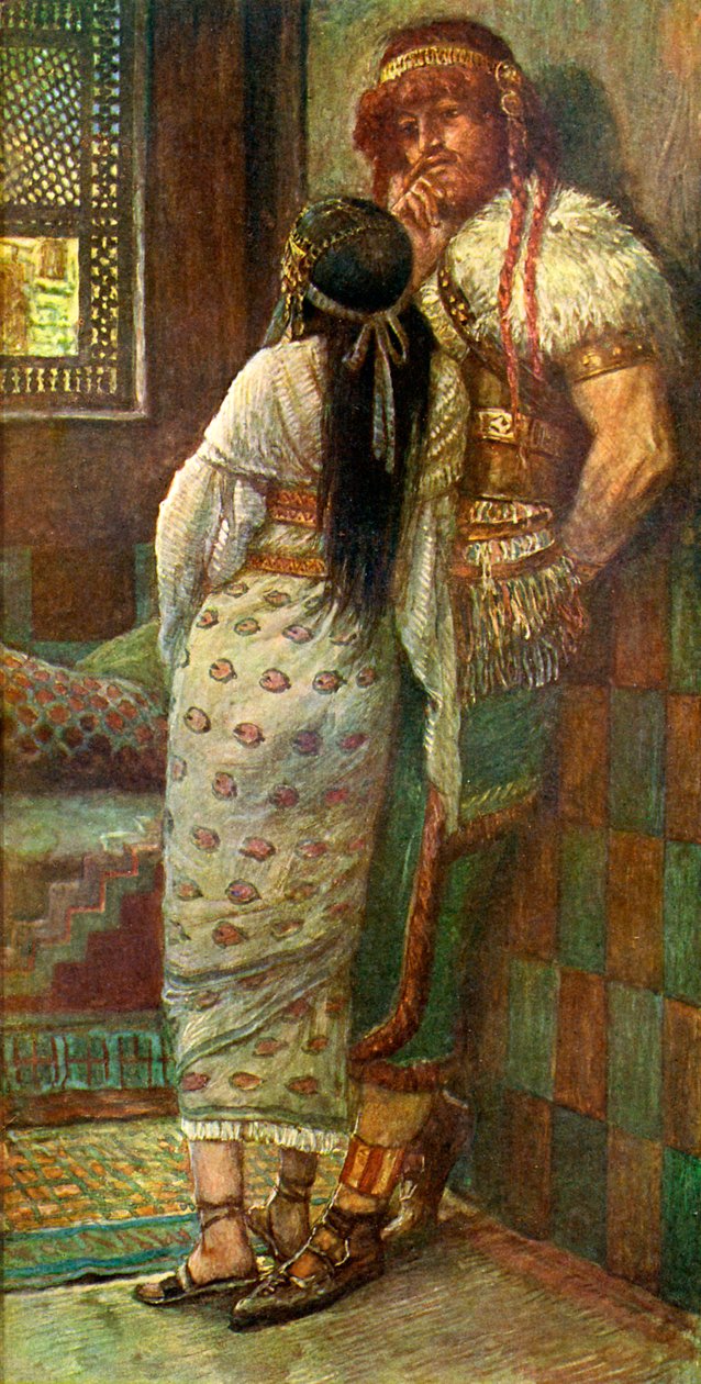 Sansón y su esposa por J James Tissot - Biblia de James Jacques Joseph after Tissot