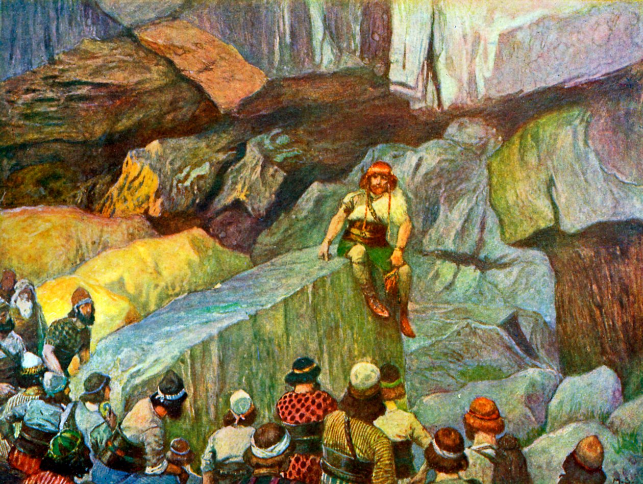 Sansón en las cuevas de Etam por Tissot - Biblia de James Jacques Joseph after Tissot