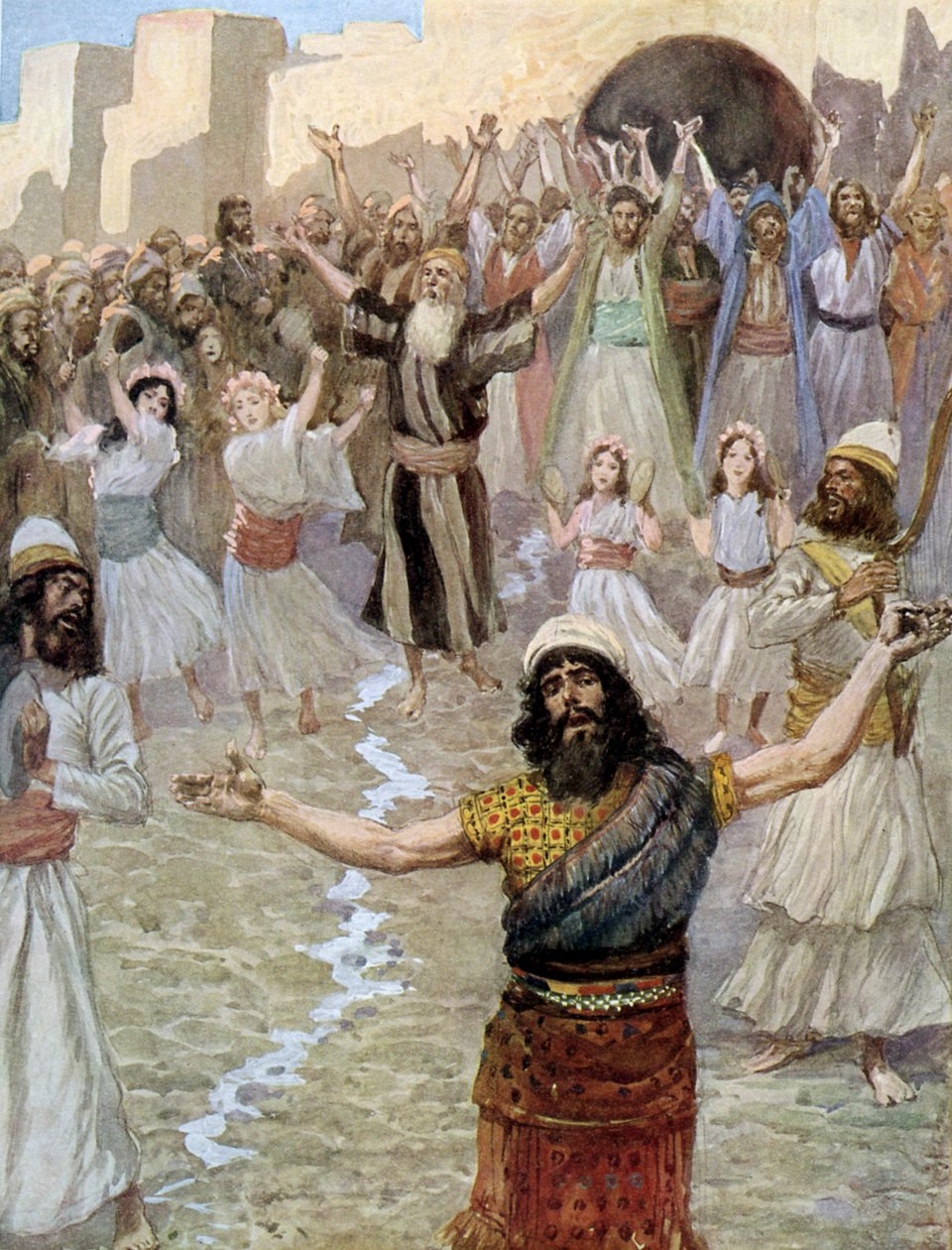 Saúl profetiza con los profetas por Tissot - Biblia de James Jacques Joseph after Tissot