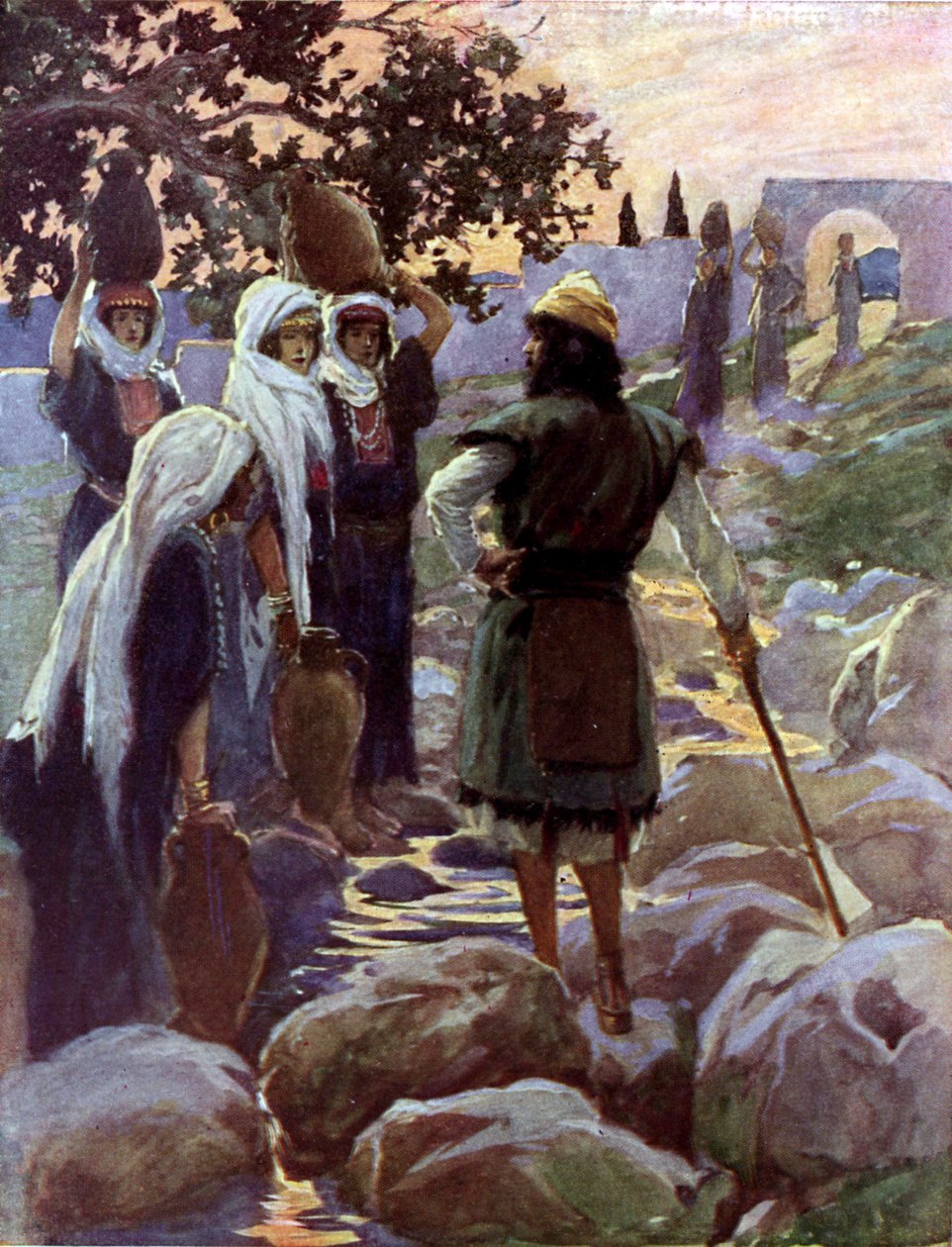 Saúl pregunta a las jóvenes por Tissot - Biblia de James Jacques Joseph after Tissot