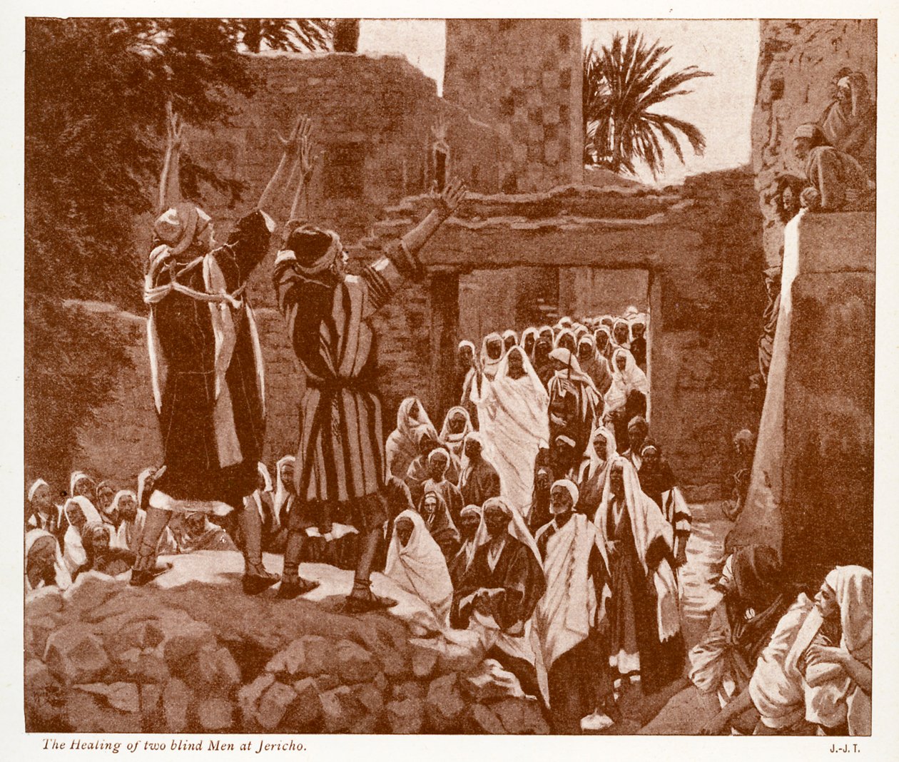 La curación de dos ciegos en Jericó - Biblia de James Jacques Joseph after Tissot