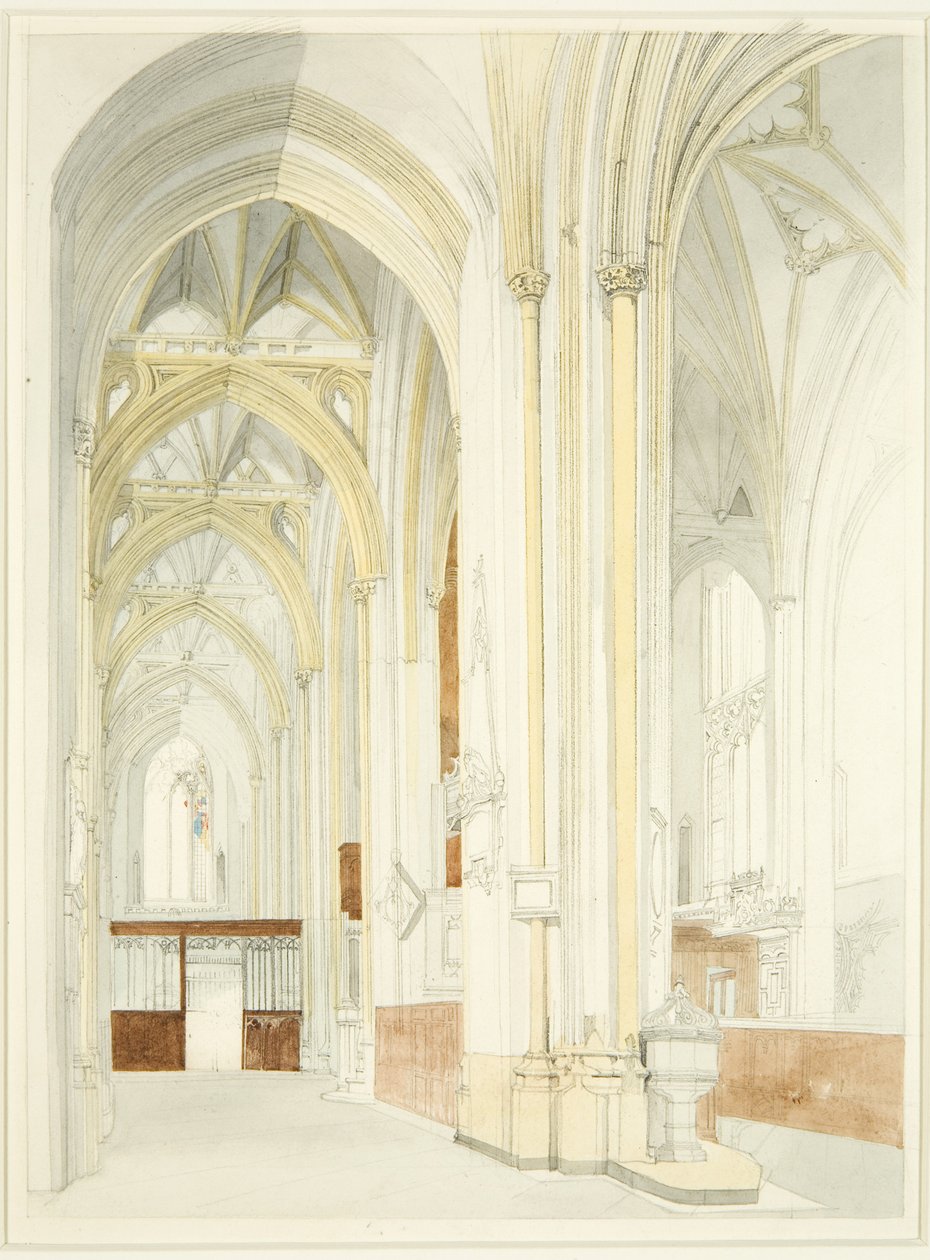Interior de la Catedral de Bristol (inacabado) de James Johnson
