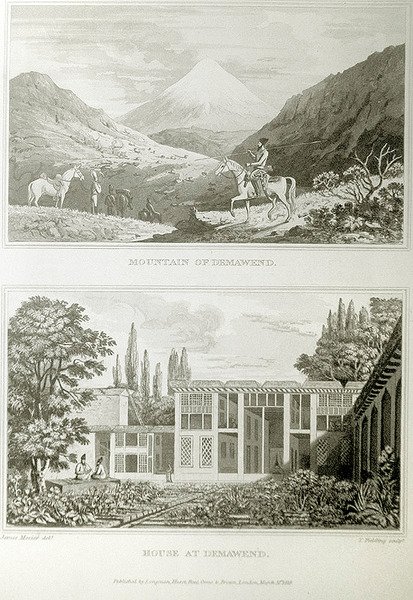 Montaña y Casa en Demavend, 1818 de James Justinian Morier