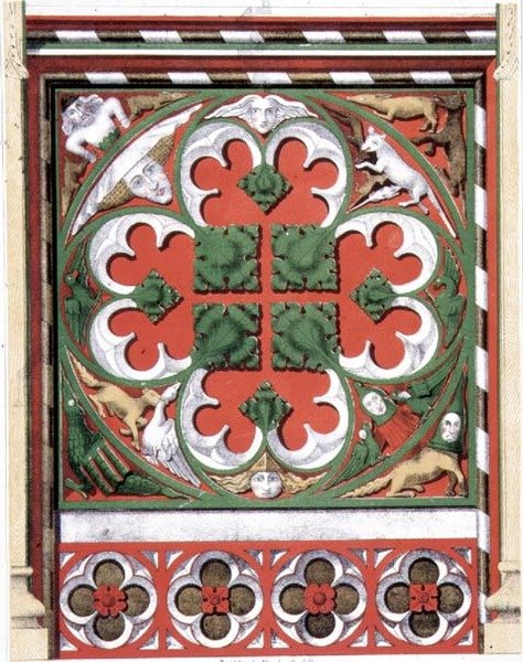 Detalles de una pantalla pintada en la iglesia de Dickleburgh, Norfolk, de 