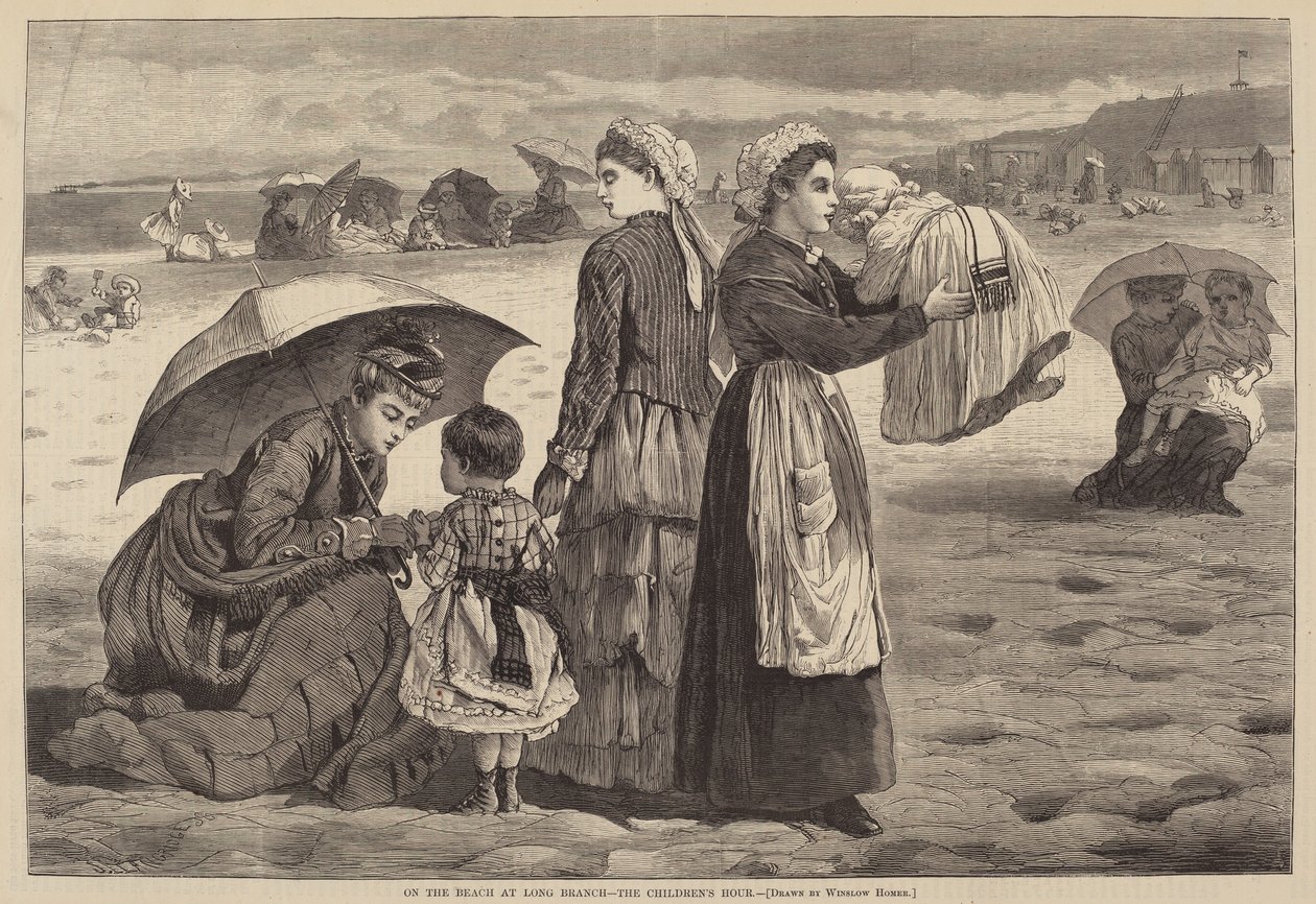 En la playa de Long Branch - La hora de los niños de James L. Langridge after Winslow Homer