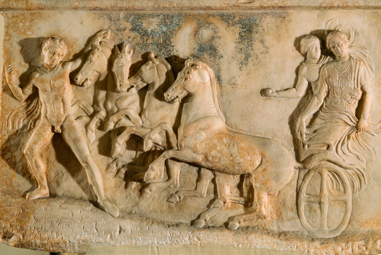 Antiguo relieve de Falerón que representa a Echelos rescatando a Basile... de James L Stanfield
