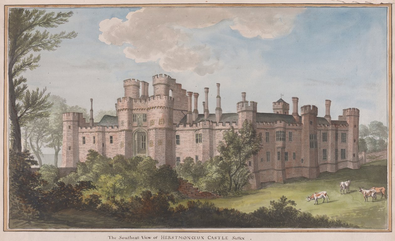 Castillo de Herstmonceux, Sussex Oriental: Vista sureste de James Lambert  of Lewes