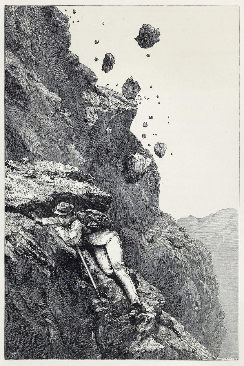 Una Cañoneada en el Matterhorn, de Scrambles entre los Alpes en los años 1860-69, pub. 1871 de James Mahoney