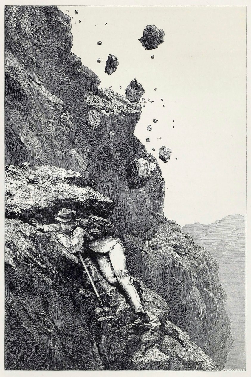 Una cañonada en el Matterhorn, de Escaramuzas entre los Alpes en los años 1860 - 69, pub. 1871 de James Mahoney
