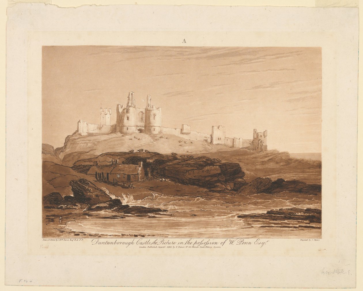 Castillo de Dunstanburgh, de "Liber Studiorum," parte III de James Mallord William Turner