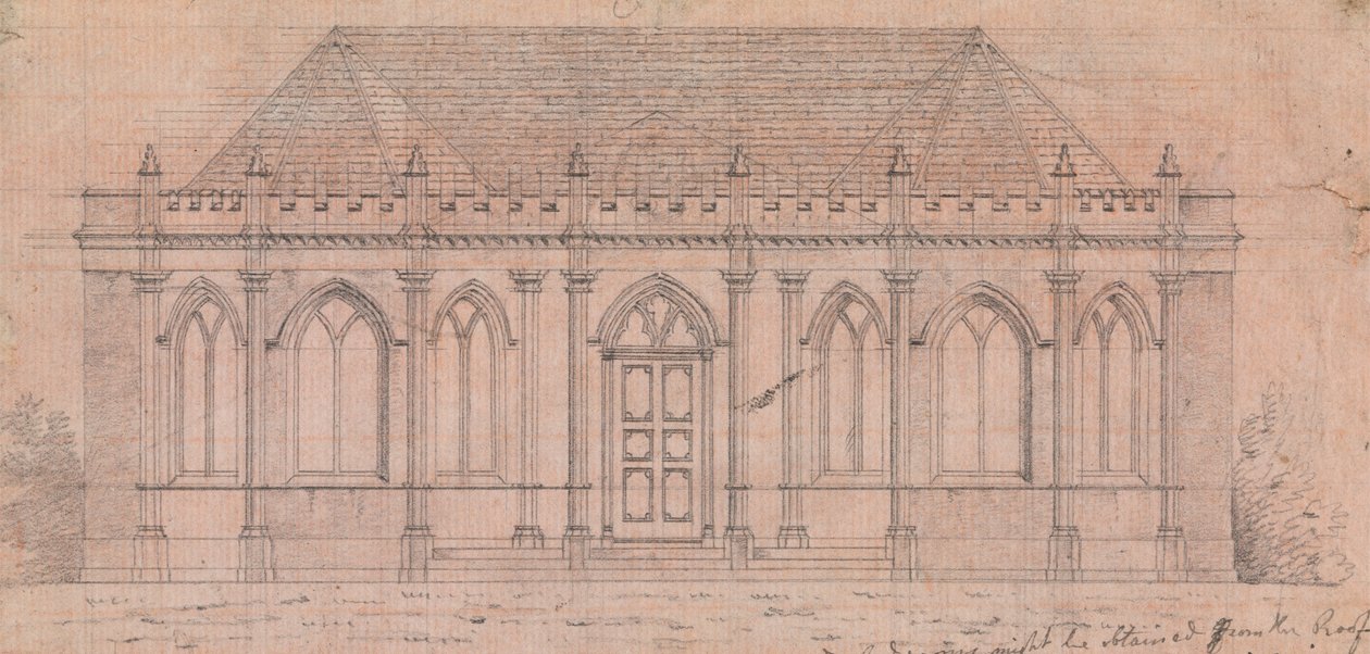 Dibujo preparatorio para el diseño 20, lámina 18 de A Collection of Designs for Rural Retreats. de James Malton