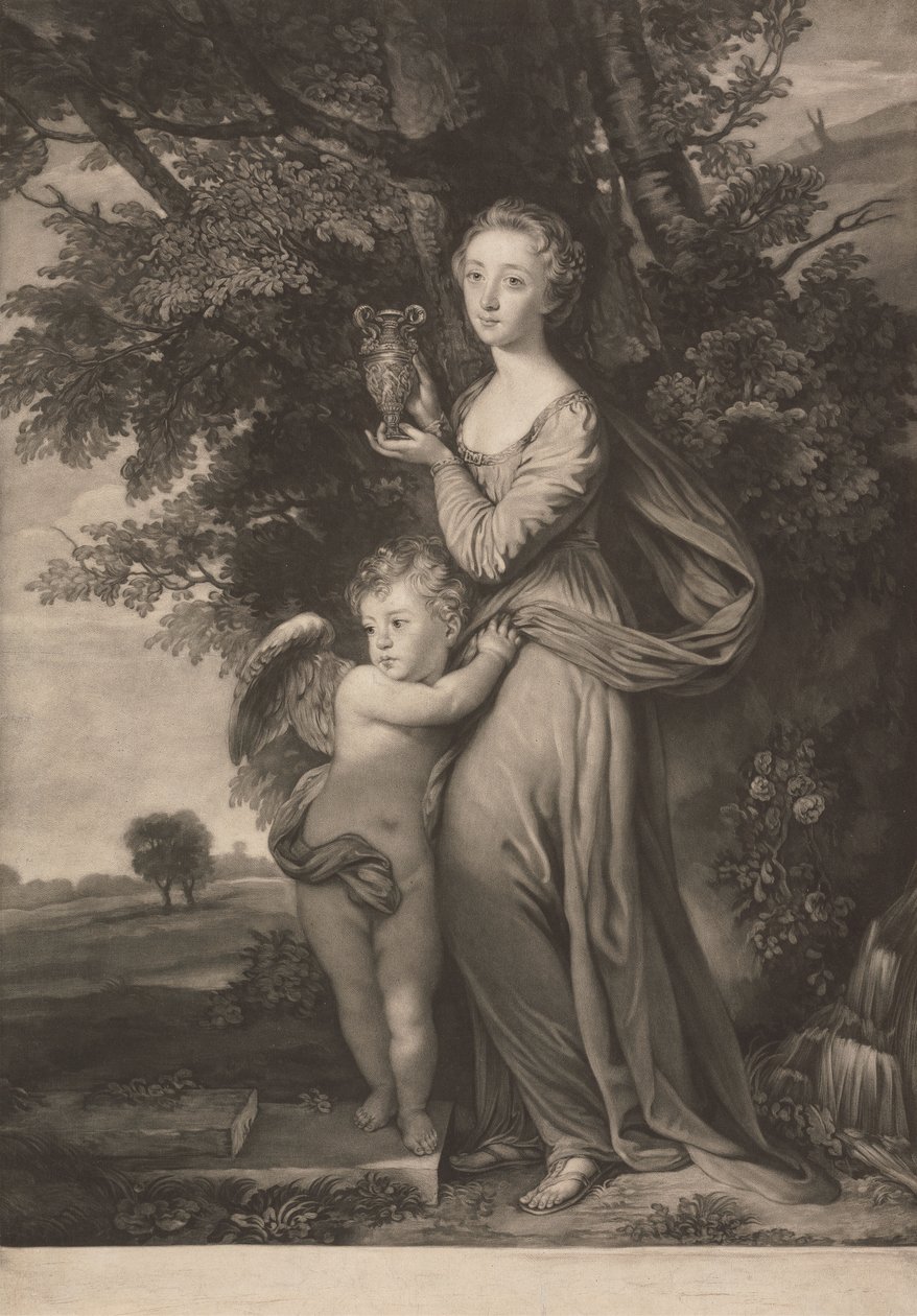 La Srta. Frances Greville y su hermano como "Hebe" y "Cupido". de James McArdell