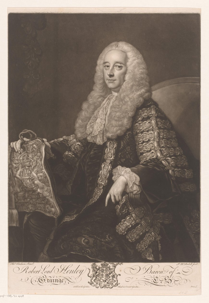 Portret de Robert Henley Robert Lord Henley Baron of Grainge (título sobre el objeto) de James McArdell