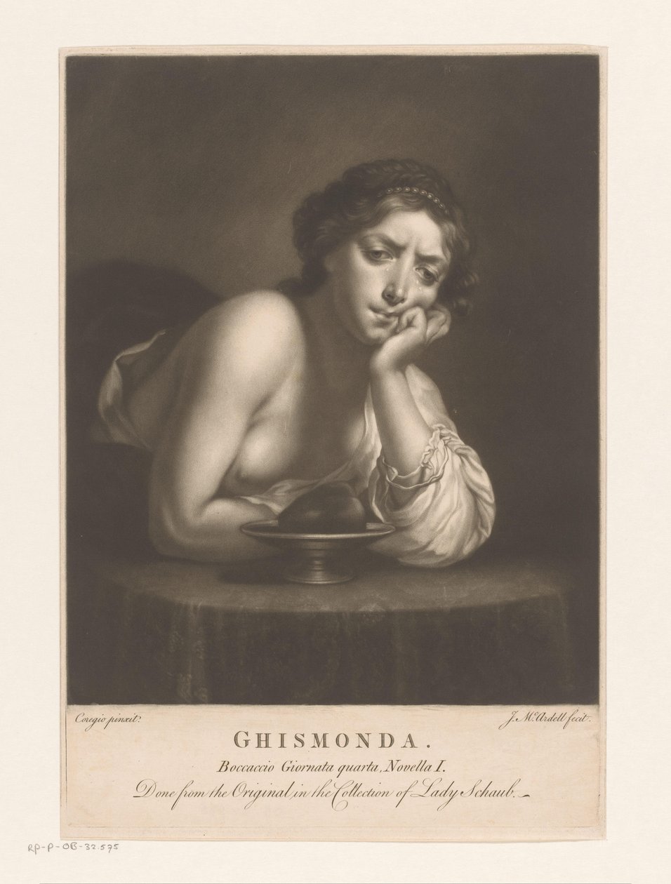 Sigismunda con el corazón de Guiscardo Ghismonda (título sobre objeto) de James McArdell