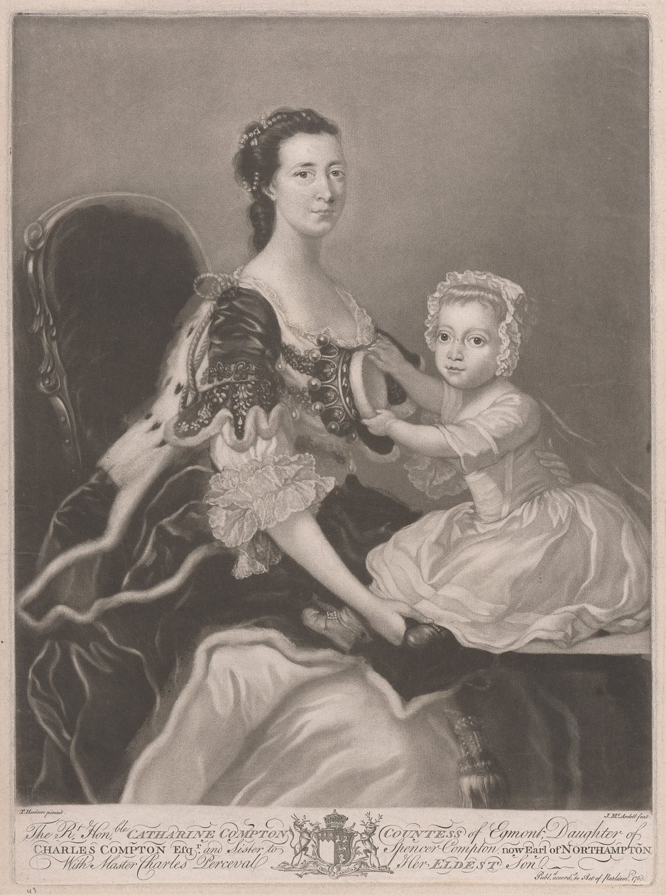 La Muy Honorable Catherine Compton..., Condesa de Egmont..., con el Señorito Charles Perceval Su Hijo Mayor de James McArdell