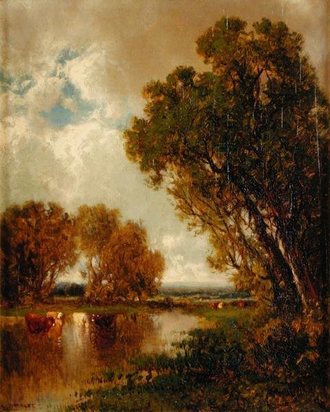 Vacas en el paisaje de James McDougal Hart