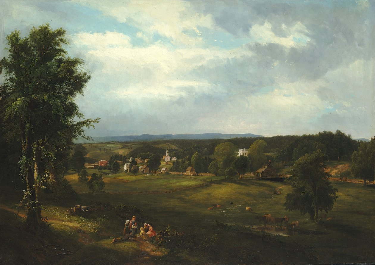 Escena de Pueblo cerca de Albany, Nueva York de James McDougal Hart