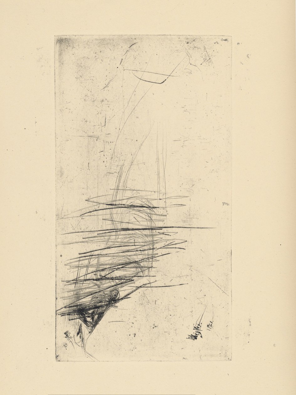 [76] Impresiones de planchas canceladas de Whistler - [Mujer joven tumbada en el sofá]. de James Abbott McNeill Whistler