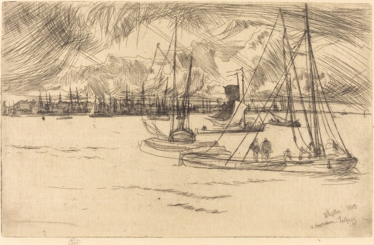 Ámsterdam desde el Tolhuis de James Abbott McNeill Whistler