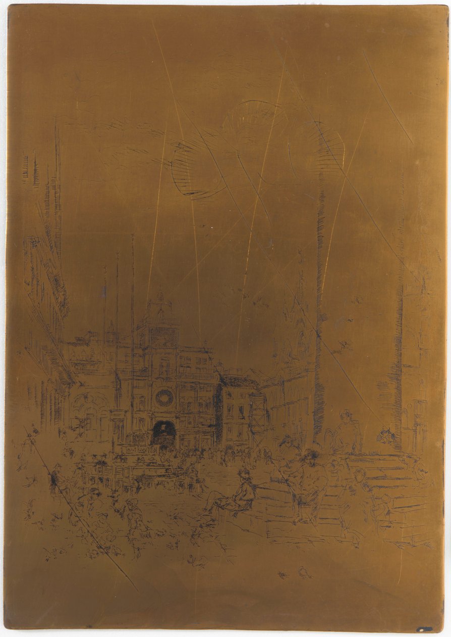 Placa de impresión cancelada para La Piazzetta de James Abbott McNeill Whistler