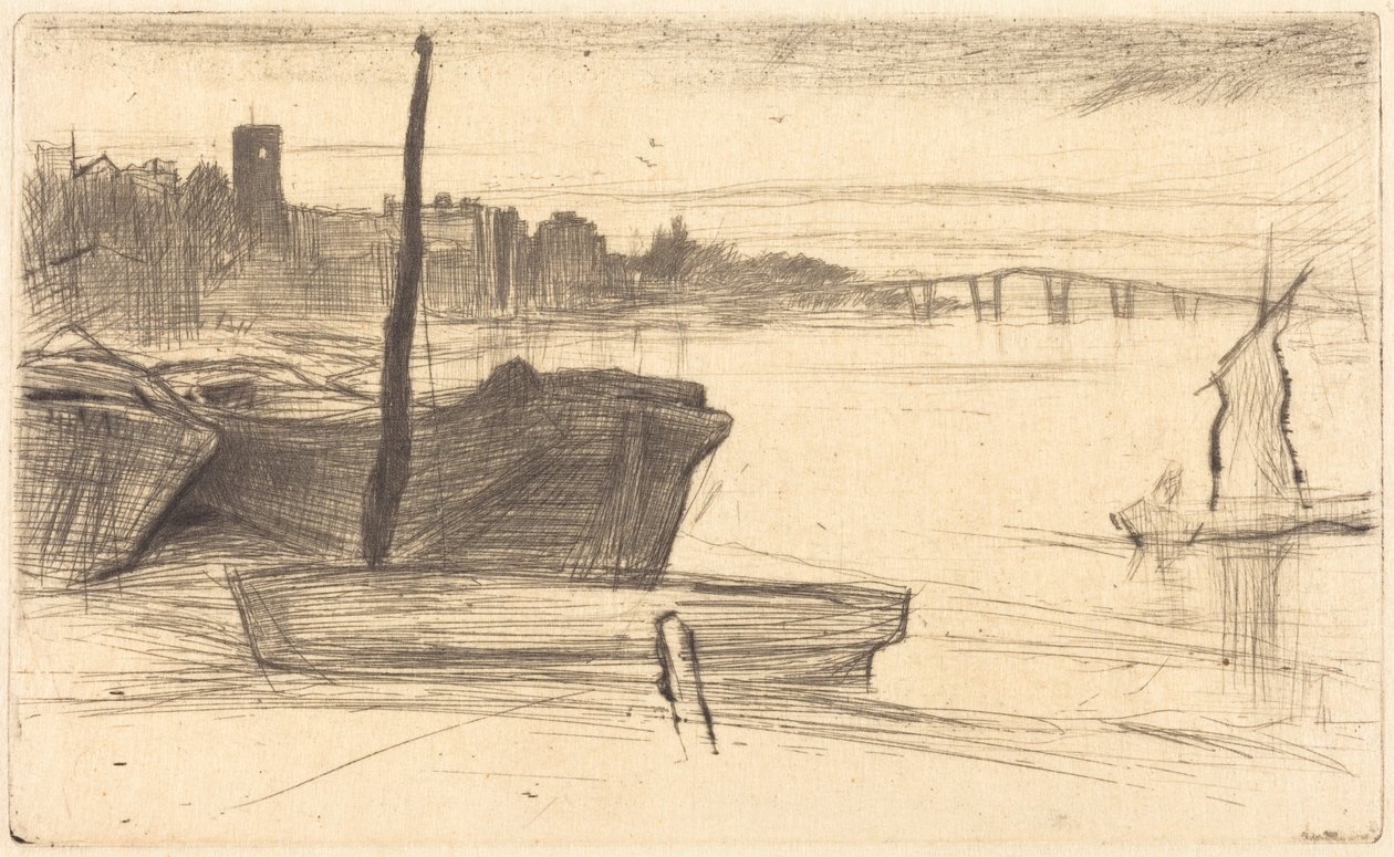 El puente de Chelsea y la iglesia de James McNeill Whistler